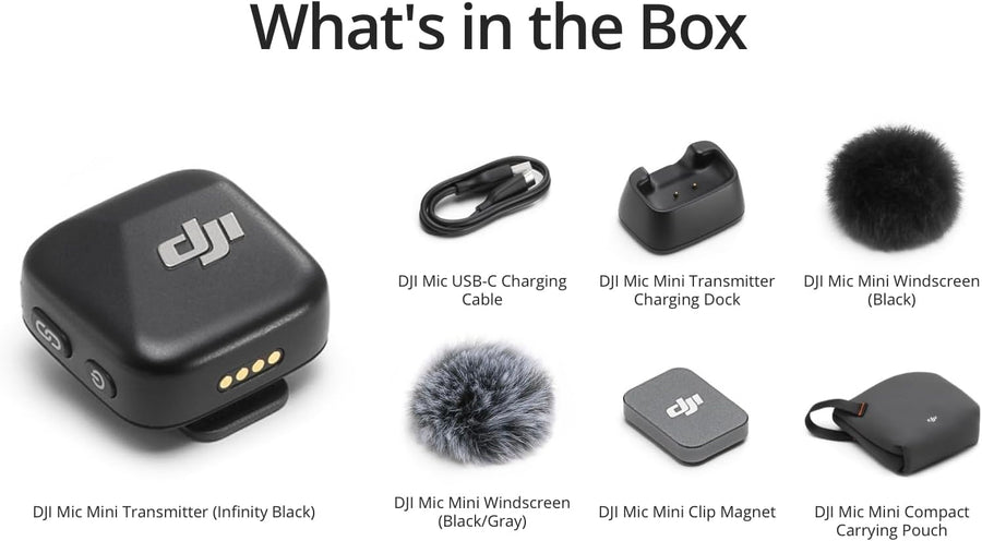 DJI Mic Mini Transmitter (Infinity Black), Ultralight, Detail-Rich Audio, DJI OsmoAudio, Noise Cancelling, Wireless Microphone for Camera/iPhone/Android, UAE Version, DJI Official Warranty Support