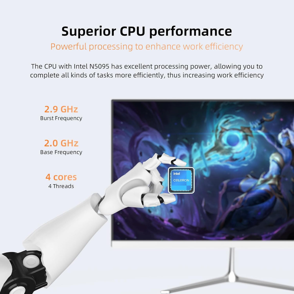 All-in-One Desktop,All-in-one Desktop pc,Intel Quad-Core N5095 Processor,16GB RAM, 512GB SSD, Dual-Band WiFi 2.4/5.0Ghz & Bluetooth 4.2, Windows 11, Includes Keyboard and Mouse Set