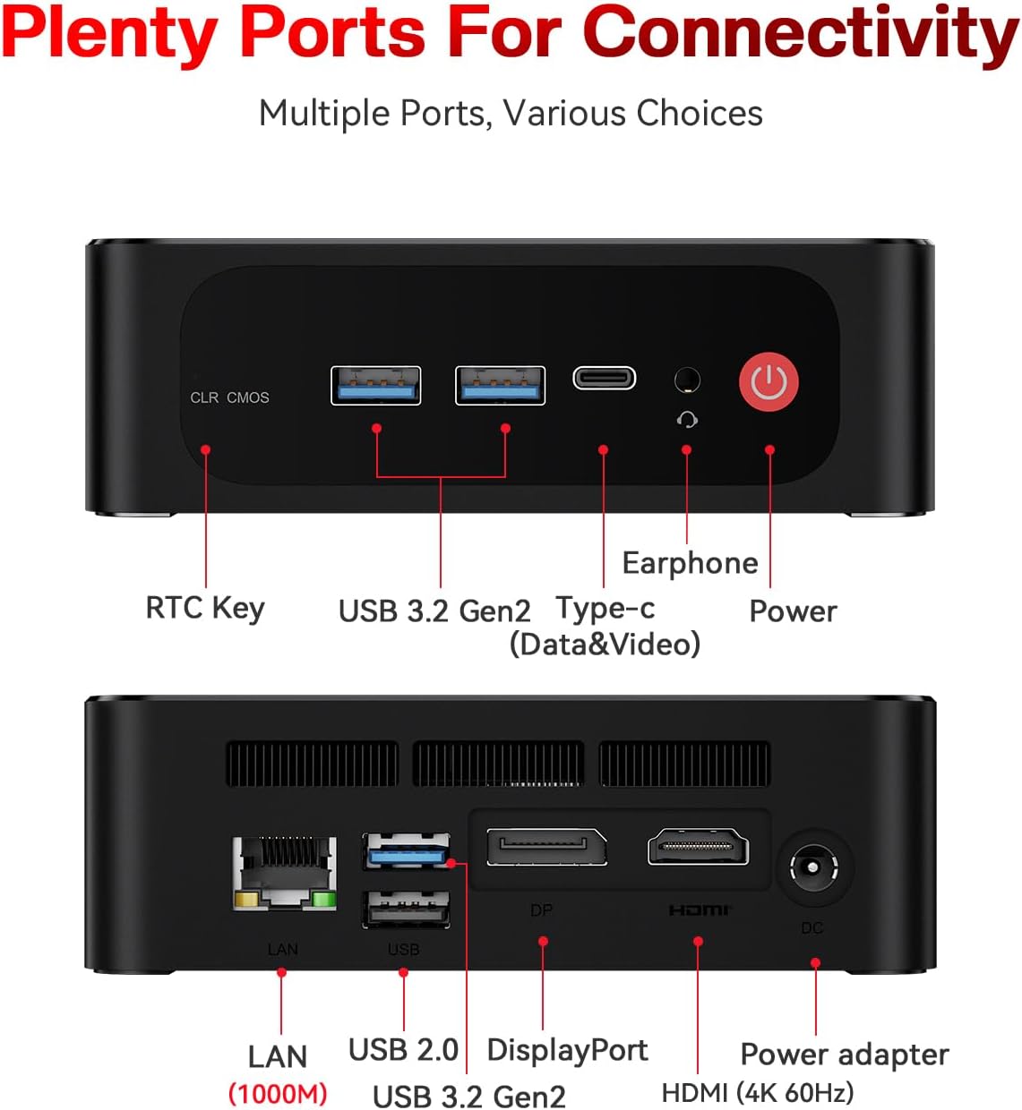 Beelink SER5 Pro Mini PC, AMD Ryzen 7 5850U (8C/16T,Up to 4.3GHz) 32GB DDR4 500GB M.2 PCIe3.0 SSD Mini Desktop Computer Support 4K Triple Display/DP/HDMI/Type-C/WiFi 6/BT5.2