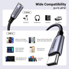 UGREEN USB C to 3.5mm Adapter iPhone 16 Headphones Adapter DAC USB C to Aux 3.5 mm to Type C Jack With Braided Compatible with iPhone 16 Series iPad Pro Galaxy S22 S23 Ultra(Grey)