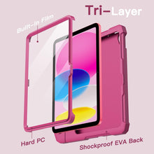 JETech Kids Case for iPad (A16) 11th/10th Generation (2025/2022) with Built-in Screen Protector, Shockproof Full-Body Handle Stand Tablet Protective Cover (Plum)