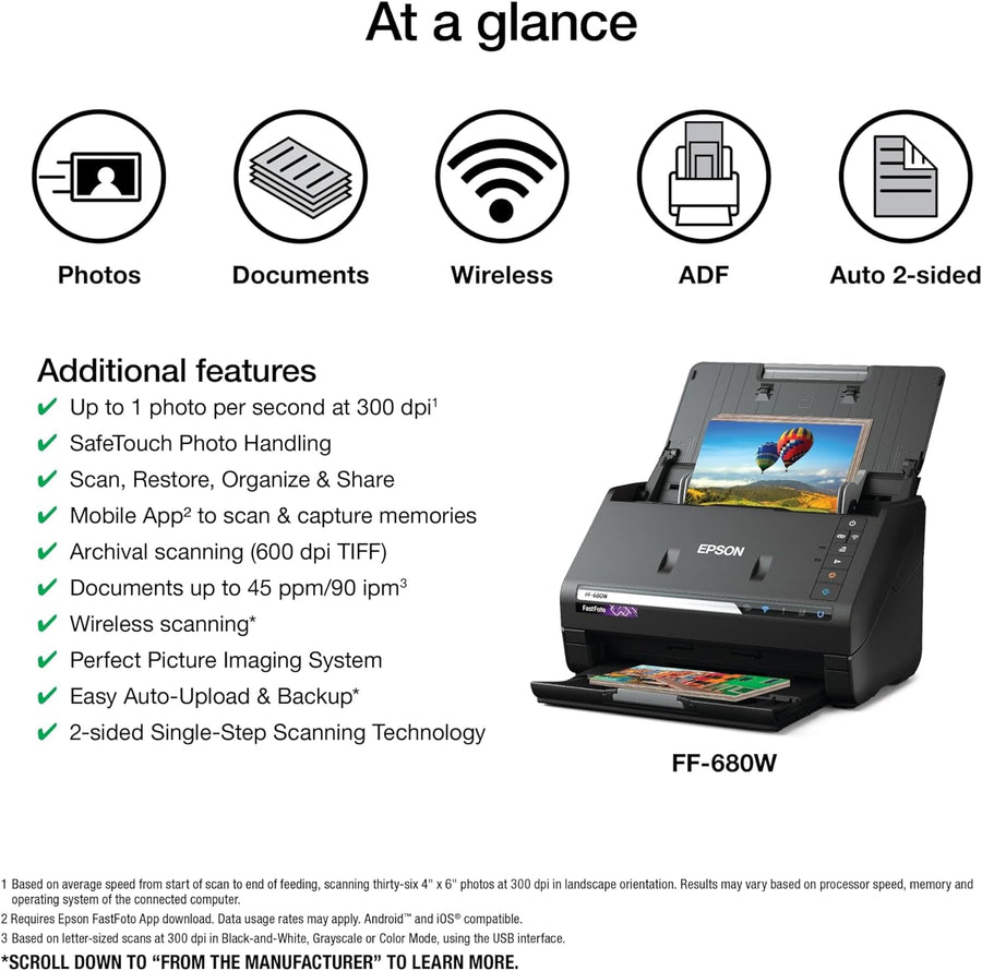 Epson FastFoto FF-680W Wireless High-Speed Photo and Document Scanning System