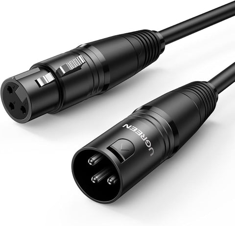 UGREEN XLR Cable, Microphone XLR Male to Female Extension Cable 1M Jack Extender Cord for PA System, Studio Recorder, Amplifier, Mixer, Speaker System, or Professional Recording, Playing Live