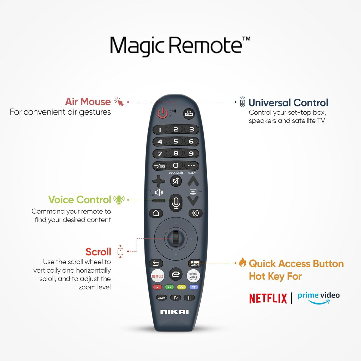 Nikai 100 Inch UHD LED WebOS Smart Tv Platinum Series, Magic Remote, Cinema Screen Design 4K Ultra HDR, Dolby Audio, Smart Voice Control, Apps YouTube, Netflix, Shahid – NIK100MEU4STN