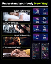 Aabo AI Smart Ring for Men & Women | Fitness Tracking - 32 Modes | Sleep & Stress Monitoring | Titanium Ring | No App Subscription | IP68 Water Resistant | Upto 7-Day Battery Life |Gold, Size 10