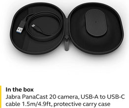Jabra PanaCast 20 Video Conferencing Camera, W53L Version A, With Intelligent Zoom, AI Powered 4K Ultra HD Video, 13MP, AI Image Enhancement, USB-A 1.5m, Black | 8300-119