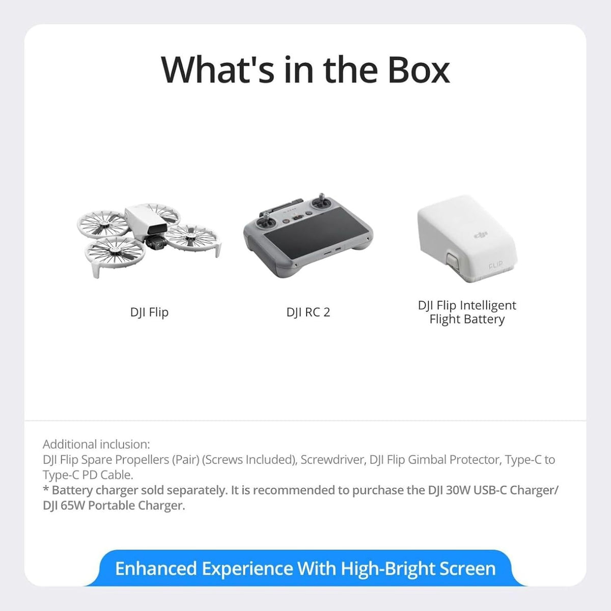 DJI Flip With RC 2 Screen Remote Controller, Follow Me Drone With 4K UHD Camera for Adults, Under 249 g, 3-Axis Gimbal Stabilization, 13km Video Transmission