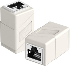 RJ45 Coupler, 2 Pack Ethernet Adapters Female to Female, 8-Pin Modular Straight Through, Network Connectors for Cat8/Cat7/Cat6/Cat6a/Cat5e/Cat5 Ethernet Cable (White)
