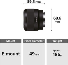 Sony FE 50mm F1.8 Compact Lightweight E Mount Lens with Beautiful Dedofusing Bokeh Compatible with Full Frame and APS C Camera SEL50F18F, Black, Lens Only