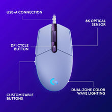 Logitech G203 LIGHTSYNC Wired Gaming Mouse- Lilac