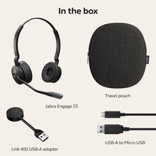 Jabra Engage 55 MS Stereo USB-A Headset, SafeTone 2.0 Hearing Protection, DECT Security Step C, Robust and Flexible USB Adapter, Black | 9559-450-111
