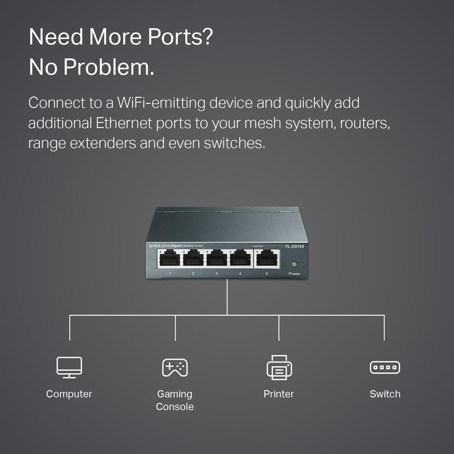 TP-Link TL-SG105 5-Port Gigabit Steel Desktop Switch