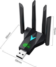 Lullaxx USB WiFi Adapter, 1300Mbps 5dbi Dual Band WiFi Receiver 802.11 Dongle 5Ghz/2.4Ghz Antenna Wireless Network External Receiverfor Desktop PC Laptop Tablet, Supports Windows XP/7/8/10, Mac OS X