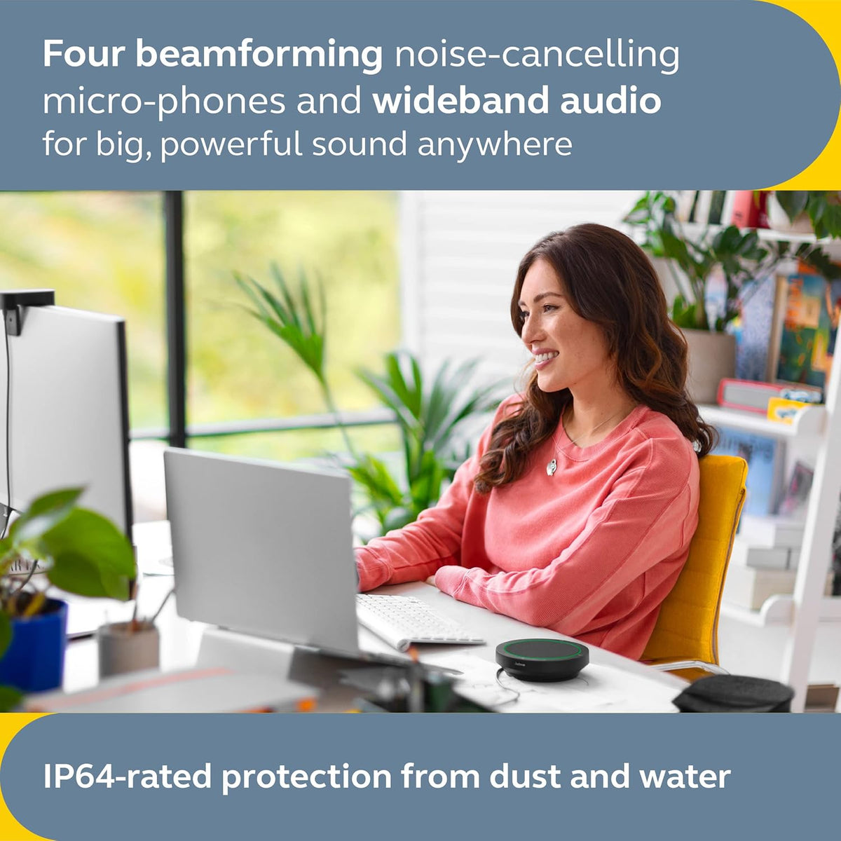 Jabra Speak2 40 Portable Speakerphone - 4 Noise-Cancelling Mics, 50mm Full Range Speakers with Wideband Audio for Clear Sound, USB-A/USB-C Connections - Certified Microsoft Teams Speaker - Dark Grey