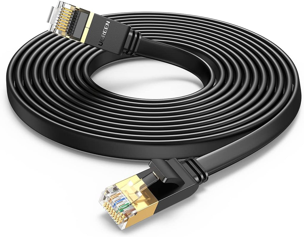 UGREEN Ethernet Cable Cat7 15M Gigabit Network Cord High-Speed Flat 10Gbps Shielded Internet Wire RJ45 Ethernet Cable Patch Compatible for Gaming PS5 PS4 PS3 Xbox Laptop Modem Router Computer