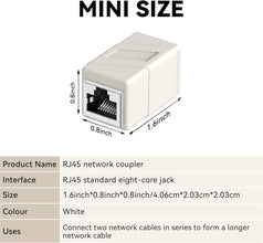 RJ45 Coupler, 2 Pack Ethernet Adapters Female to Female, 8-Pin Modular Straight Through, Network Connectors for Cat8/Cat7/Cat6/Cat6a/Cat5e/Cat5 Ethernet Cable (White)