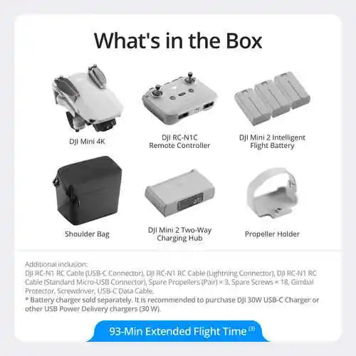 dji Mini 4K Fly More Combo, Drone with 4K UHD Camera for Adults, Under 249 g, 3-Axis Gimbal Stabilization, 10km Video Transmission, Auto Return, 3 Batteries for 93-Min Max Flight Time, QuickShots