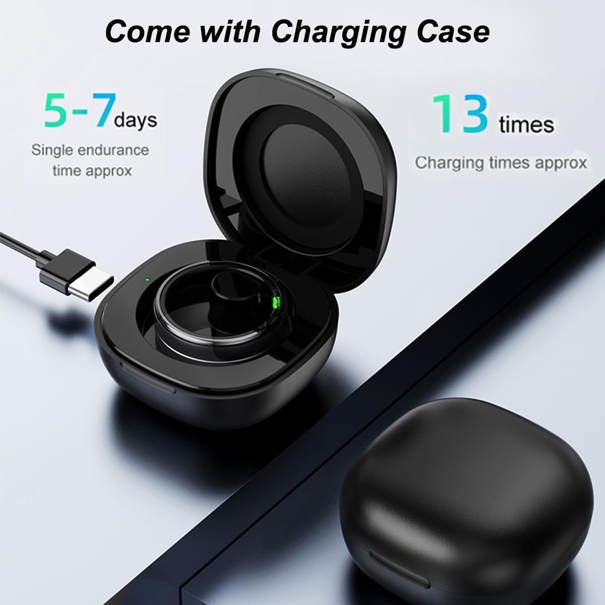 Smart Ring for Women and Men - Fitness Tracker With Heart Rate Monitor, Sleep Tracker, Pedometer, Calories and Step Counter - 5ATM Waterproof Health Ring for iOS Android