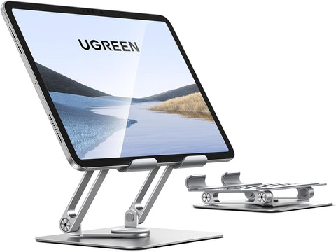 UGREEN iPad Stand 360° Rotation Stable Dual Rod Adjustable Tablet Stand for Desk Tablet Holder Mobile Phone Holder Compatible with iPad Pro/Air Galaxy Tab/iPhone 16, S25 Ultra, All 4-13'' Devices