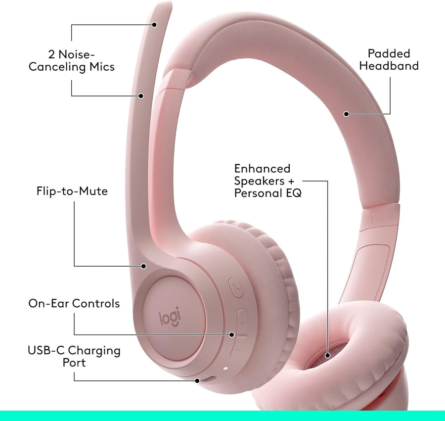 Logitech Zone 300 Wireless Bluetooth Headset With Noise-Cancelling Microphone