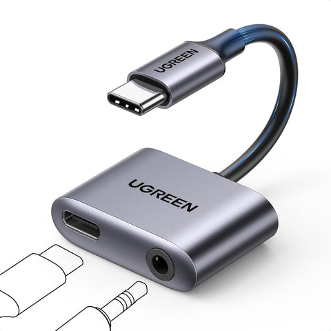 UGREEN USB C to 3.5mm Headphone Jack Audio Charger Adapter DAC Type C Aux Earphone Splitter Dongle Compatible with Samsung S25/24 Ultra, Pixel 5/4/3/2, iPad Mini/Pro/Air, Not for iPhone 15/16 series