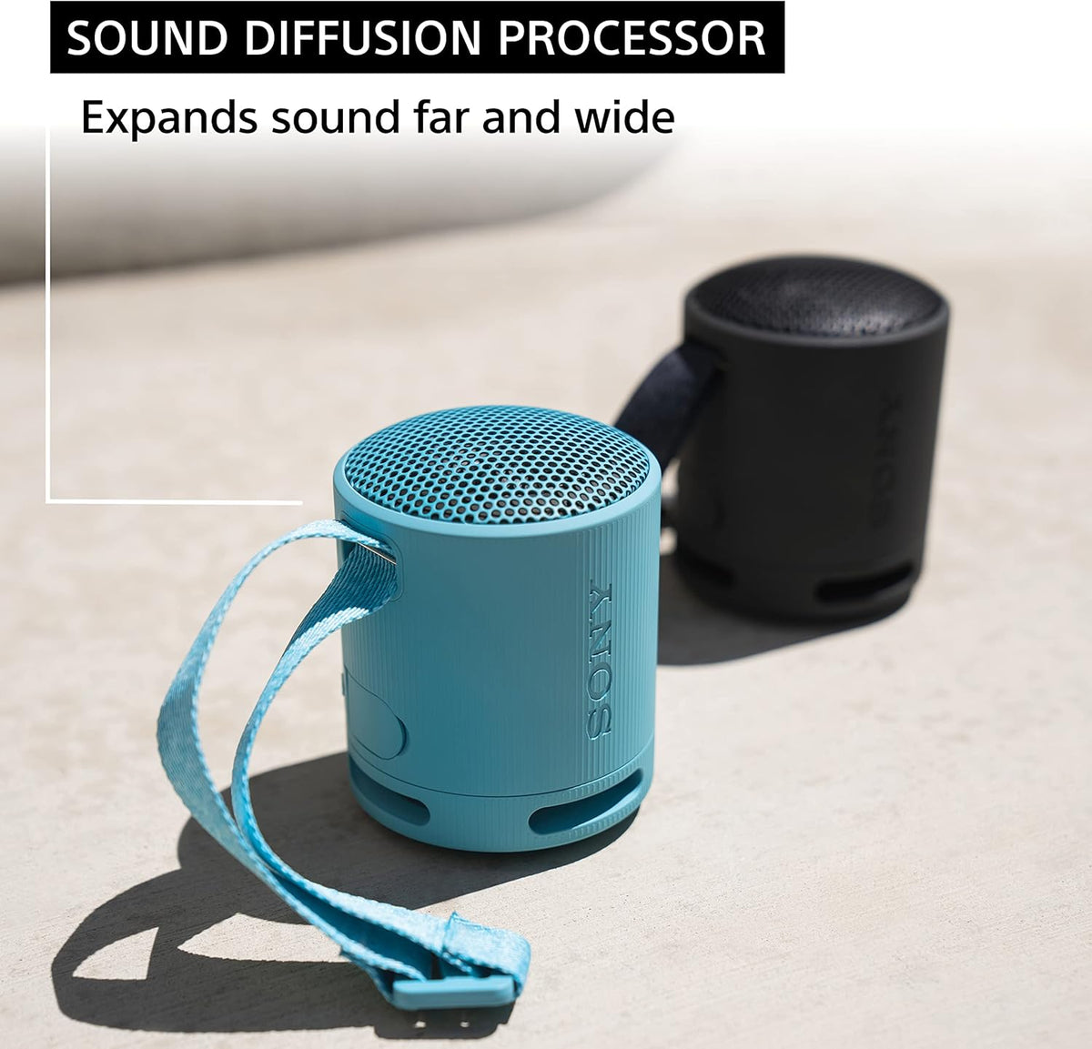 Sony SRS-XB100 Wireless Bluetooth Portable Lightweight Super-Compact Travel Speaker, Extra-Durable IP67 Waterproof & Dustproof, 16 Hour Battery, Versatile Strap, and Hands-Free Calling, Black New