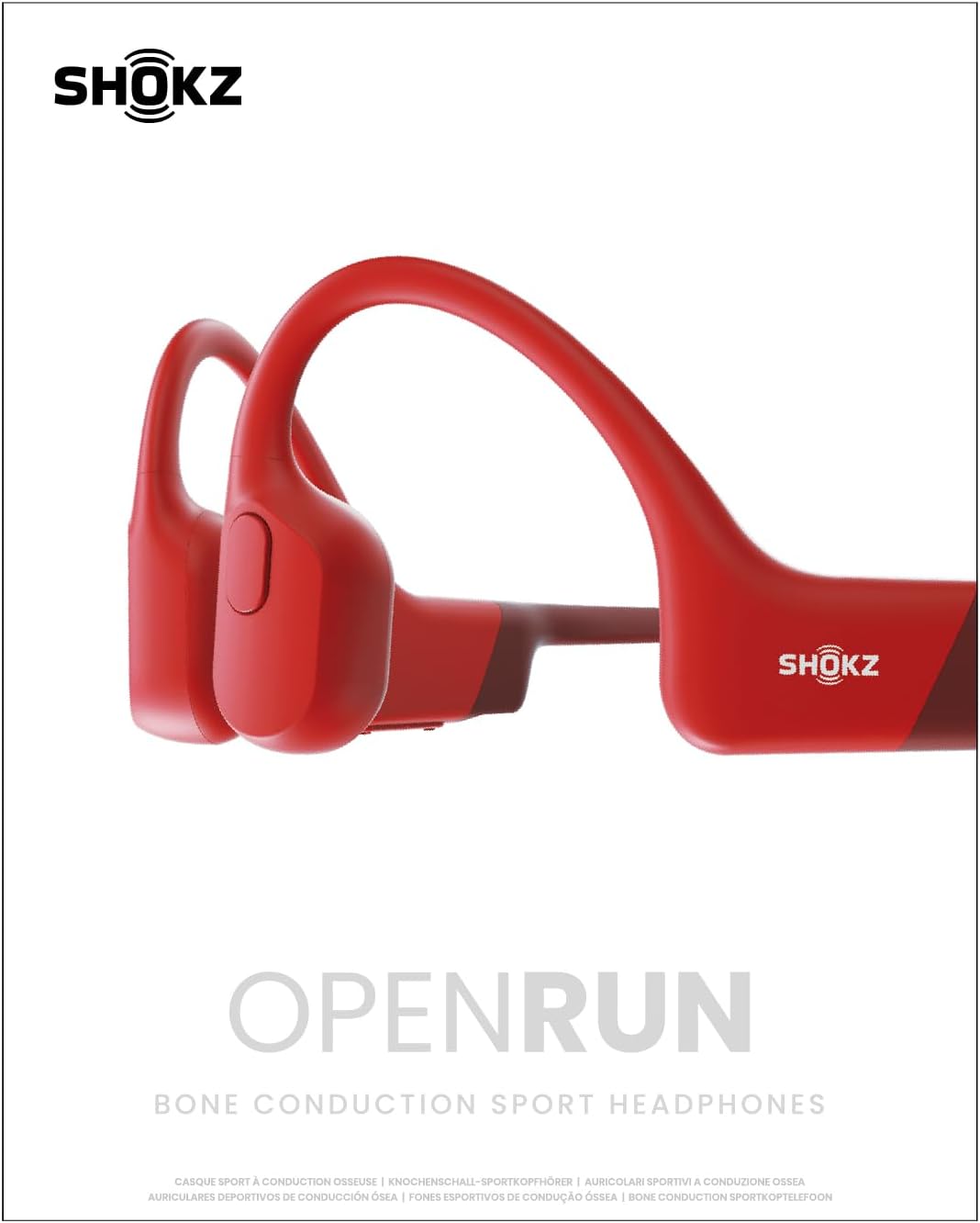 SHOKZ OpenRun Wireless Bone Conduction Headphones, Open-Ear Bluetooth Earphones with Mic, Waterproof Sports Headset with 8H Playtime for Running Workout (Solar Red)