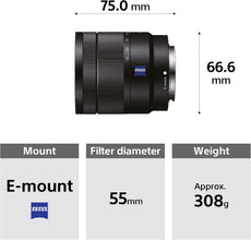 Sony Sel1670Z.Ae Mount Aps C Vario T 16 70 mm F4.0 Zeiss Zoom Lens Black