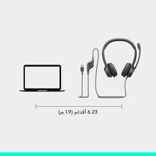 Logitech H390 Wired Headset for PC/Laptop, Stereo Headphones with Noise Cancelling Microphone, USB-A, In-Line Controls, Works with Chromebook - Black