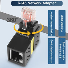 360 Degree Ethernet Adapter, Gigabit 90 Degree Angle Network LAN Cat5 Cat6 Extension Adapter, 1000Mbps RJ45 8P8C Male to Female Connector for Computers, Laptops, Routers (2 Pcs)