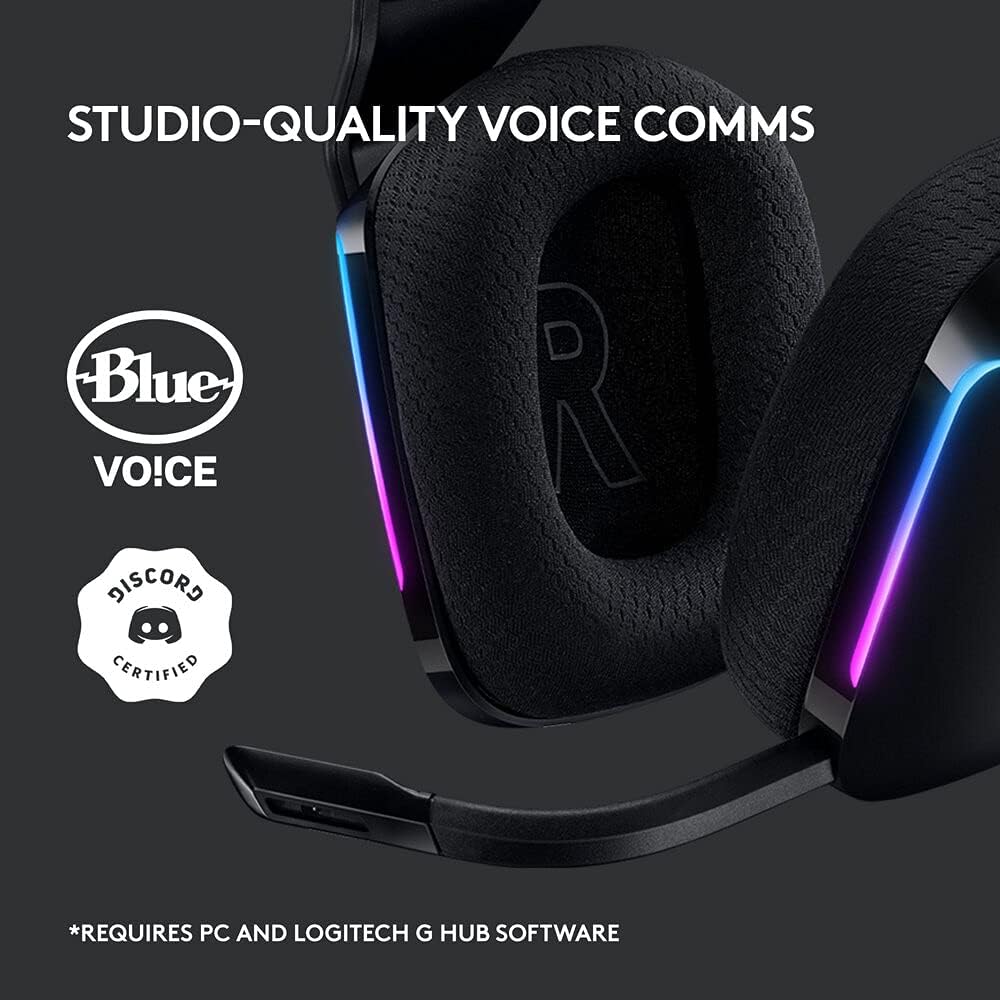 Logitech G Logitech G733 LIGHTSPEED Wireless Gaming Headset with suspension headband, LIGHTSYNC RGB, Blue VO!CE mic technology and PRO-G audio drivers - Black