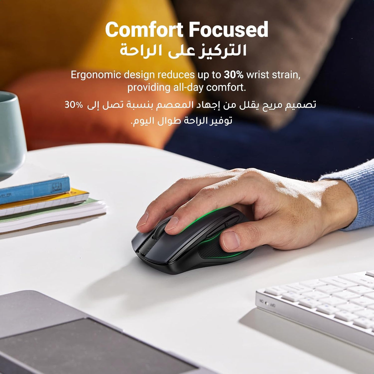 UGREEN Wireless Mouse, 2.4G Ergonomic Optical Mouse, 4000 DPI, 5 DPI Adjustable, 5 Buttons, Silent Click USB Computer Mice for Laptop, PC, Chromebook, Notebook, 15M Wireless Connection Mice Black