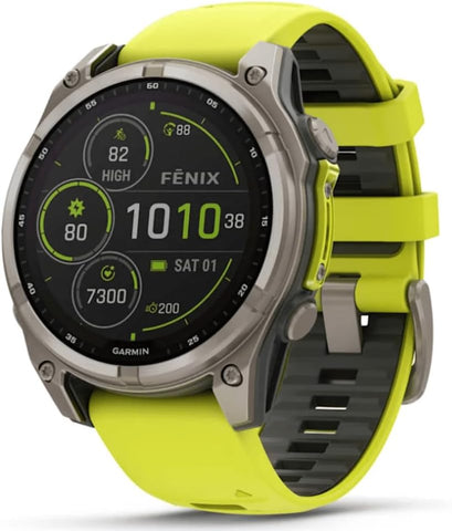 GARMIN FENIX 8-47 MM, SOLAR, SAPPHIRE TITANIUM WITH AMPYELLOW/GRAPHITE SILICONE BAND