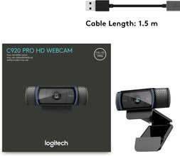 Logitech C920 Widescreen HD Pro Webcam Black, 960-000764, Logitech HD Pro Webcam C920 Video Calling and Recording 1080p Camera
