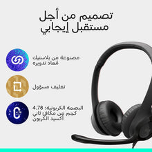 Logitech H390 Wired Headset for PC/Laptop, Stereo Headphones with Noise Cancelling Microphone, USB-A, In-Line Controls, Works with Chromebook - Black