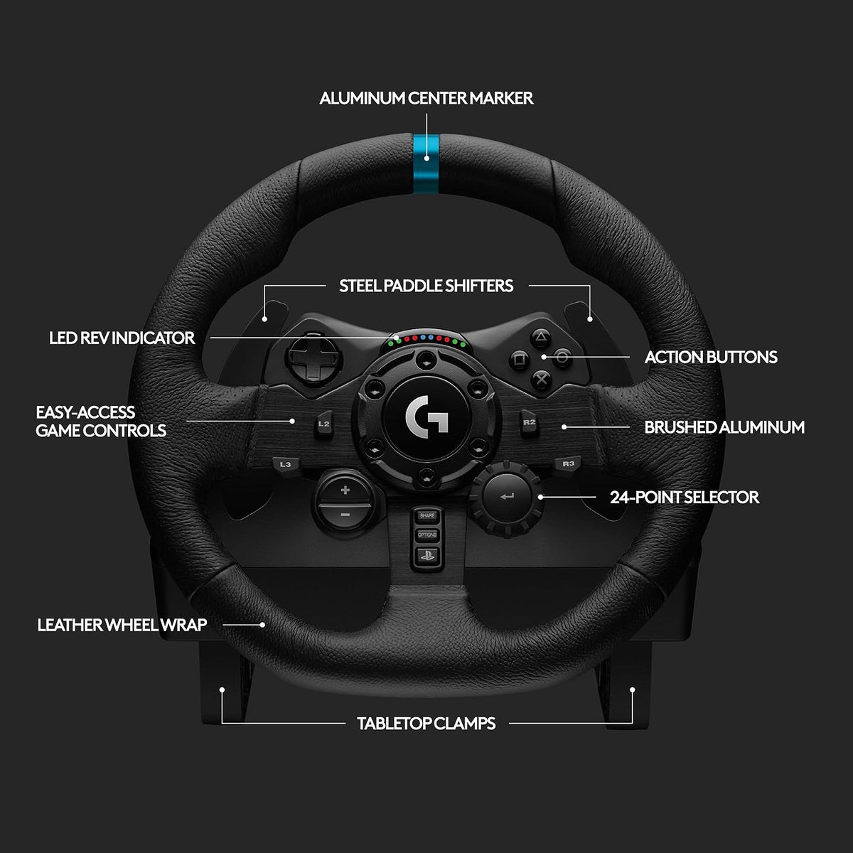 Logitech G923 Racing Wheel and Pedals, TRUEFORCE up to 1000 Hz Force Feedback - image 3