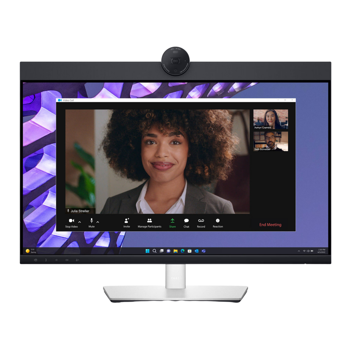 Dell P2424HEB Conferencing Monitor, 23.8" FHD IPS Display, 60Hz Refresh Rate, 5ms (Fast GtG) Response Time, Built-In 4mp RGB + IR 2K Camera, 2x 5w Built-In Speaker, ComfortView Plus, Silver | P2424HEB