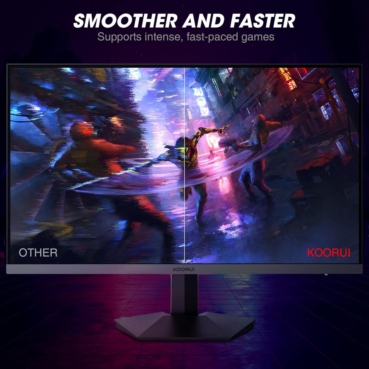 KOORUI Monitor Gaming, 24 Inch Computer Screen HDMI, 165Hz, 1080p, Compatible Eye Care, VESA Wall Mountable (FHD 1920x1080, DisplayPort) Black