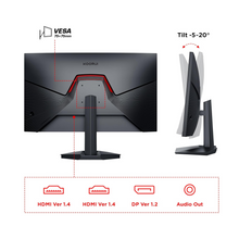 KOORUI Monitor Gaming, 24 Inch Computer Screen HDMI, 165Hz, 1080p, Compatible Eye Care, VESA Wall Mountable (FHD 1920x1080, DisplayPort) Black