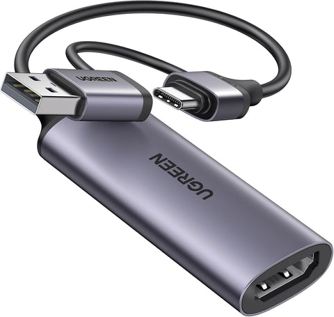 UGREEN 4K Video Capture Card HDMI to USB A/USB C, Game Capture Card for Live Broadcast, 4K Input & 1080P@60HZ, Compatible for PS5/PS4/XBOX/Switch, Camera, Laptop, iPad, Mobile Phone