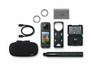 insta360 X4 Adventure Bundle- 8K Waterproof 360 Action Camera, 4K Wide-Angle Video, Removable Lens Guards, 135 Min Battery Life, AI Editing, Stabilization, for Sports, Travel