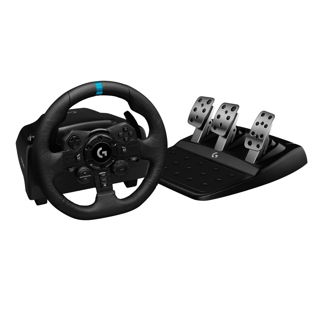 Logitech G923 Racing Wheel and Pedals, TRUEFORCE up to 1000 Hz Force Feedback, Responsive Driving Design, Dual Clutch Launch Control, for PS5, PS4, PC, Mac - Black