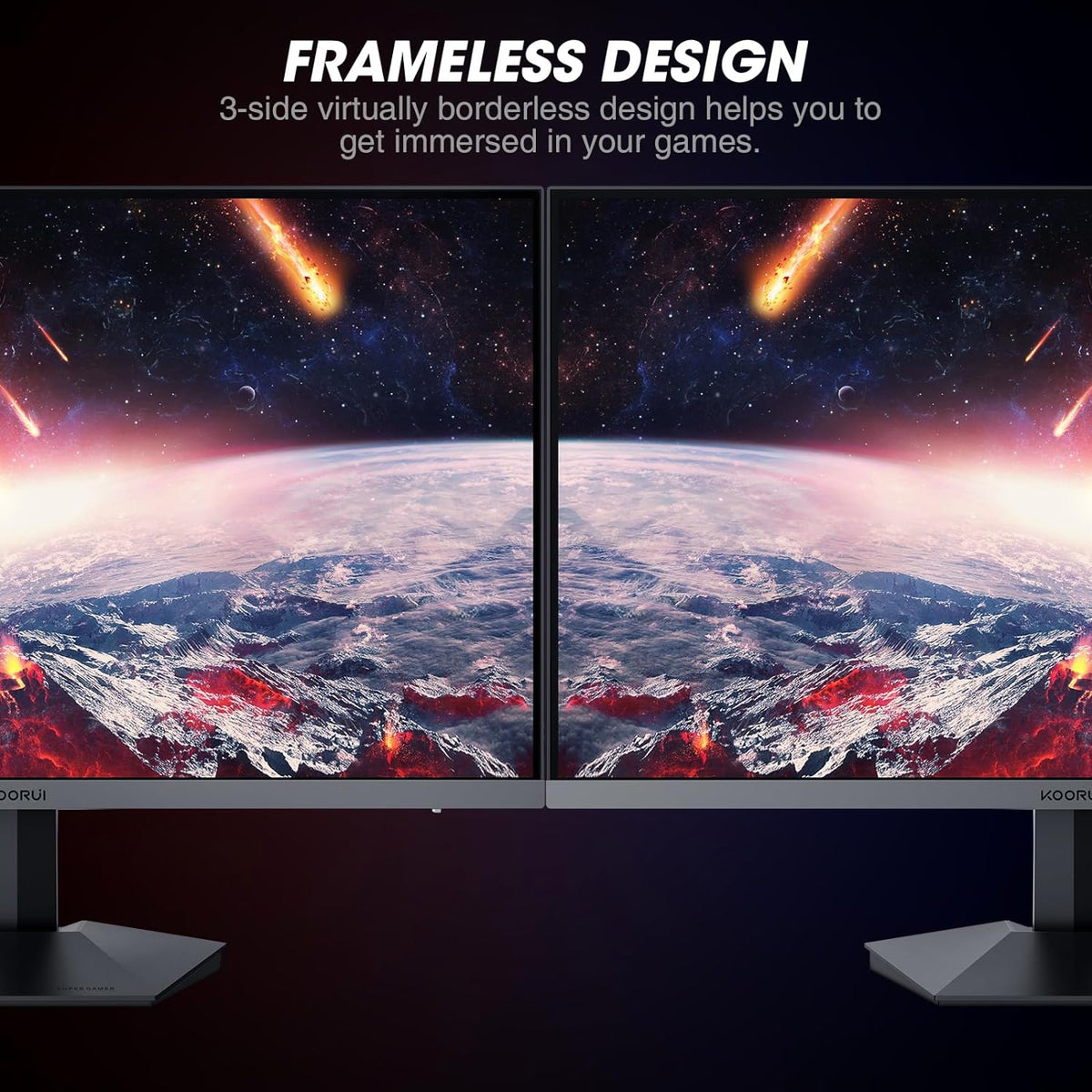KOORUI Monitor Gaming, 24 Inch Computer Screen HDMI, 165Hz, 1080p, Compatible Eye Care, VESA Wall Mountable (FHD 1920x1080, DisplayPort) Black
