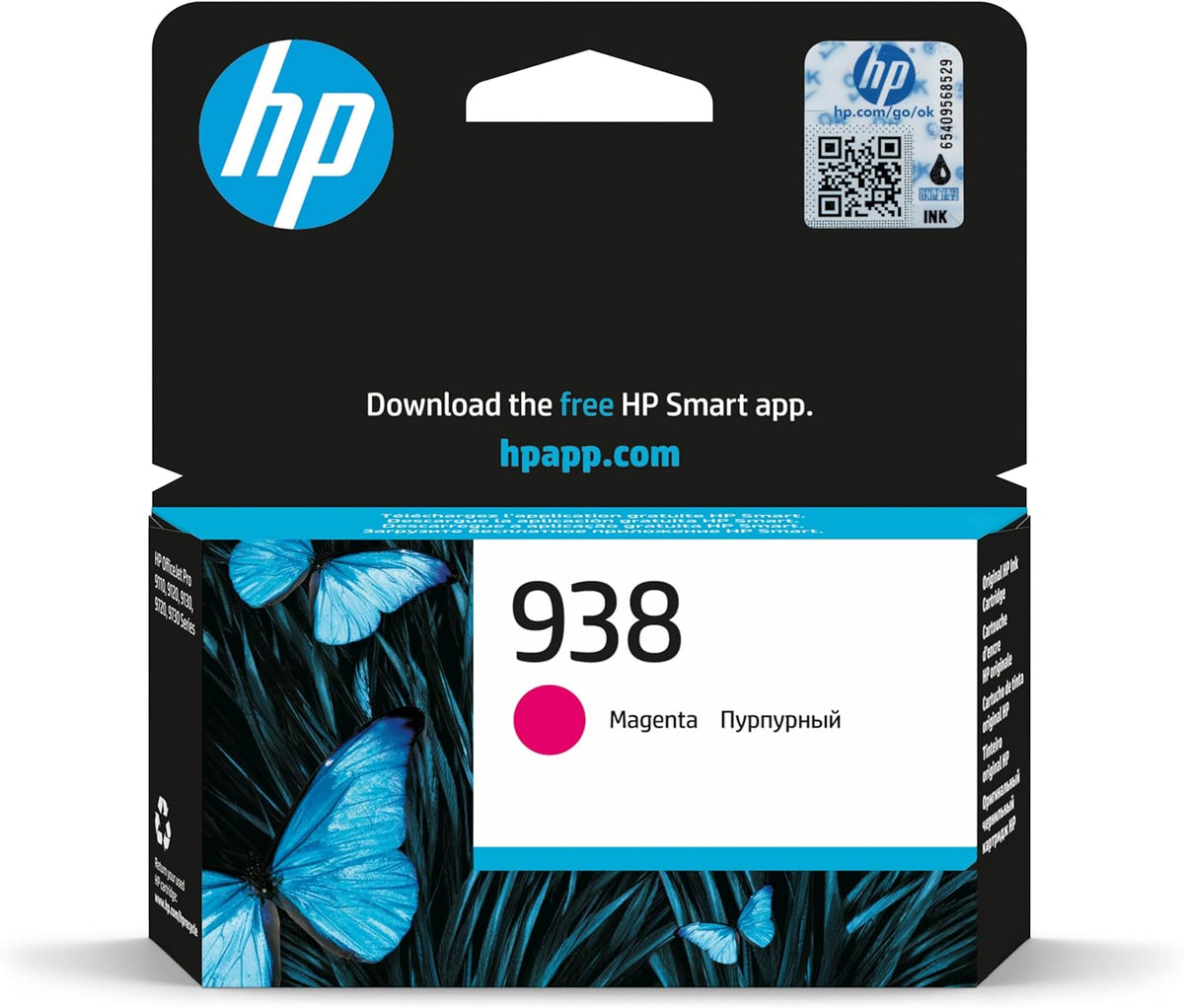 HP 938 Magenta Original Ink Cartridge | Compactible with HP OfficeJet Pro 9110, 9120, 9130, 9123, 9720 & 9730