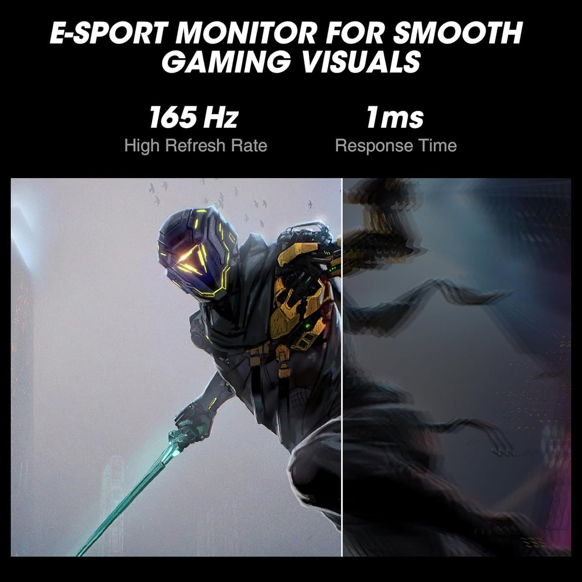 KOORUI Monitor Gaming, 24 Inch Computer Screen HDMI, 165Hz, 1080p, Compatible Eye Care, VESA Wall Mountable (FHD 1920x1080, DisplayPort) Black