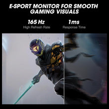 KOORUI Monitor Gaming, 24 Inch Computer Screen HDMI, 165Hz, 1080p, Compatible Eye Care, VESA Wall Mountable (FHD 1920x1080, DisplayPort) Black