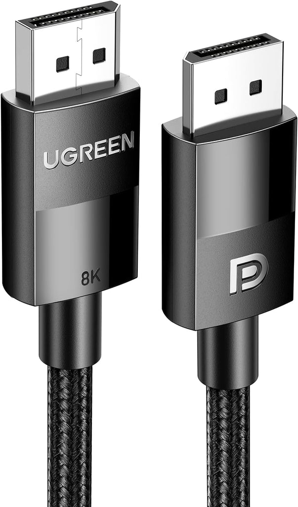 UGREEN 8K DisplayPort Cable 1.4, DP to DP 1M, 8K@60Hz/4K@165Hz/2K@240Hz/1080P@240Hz, for Gaming Monitor/Graphics Card/PC, Support 3D/HDCP/HDR/G-SYNC/Free-SYNC, Male to Male Nylon Braided Cable-1Meter