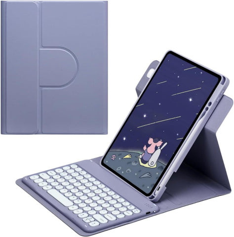 NALACAL 360° Rotatable Magnetic Detachable Keyboard Case for iPad 10th Generation 2022 - Includes Pencil Holder, BT Keyboard, Compatible with iPad 10th Gen 10.9 inch - Lavender
