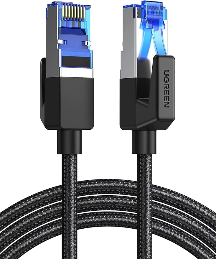 UGREEN Ethernet Cable 1M Cat 8 Gigabit Network Cord High-Speed 40Gbps 2000MHz RJ45 Internet Cable Braided Double Shielded Ethernet Wire Compatible with Gaming Switch PS4 PS5 PC Router TV Xbox