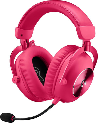 Logitech G PRO X 2 LIGHTSPEED Wireless Gaming Headset, Detachable Boom Mic, 50mm Graphene Drivers, DTS:X Headphone 2.0-7.1 Surround, Bluetooth/USB/3.5mm Aux, for PC, PS5 - Magenta